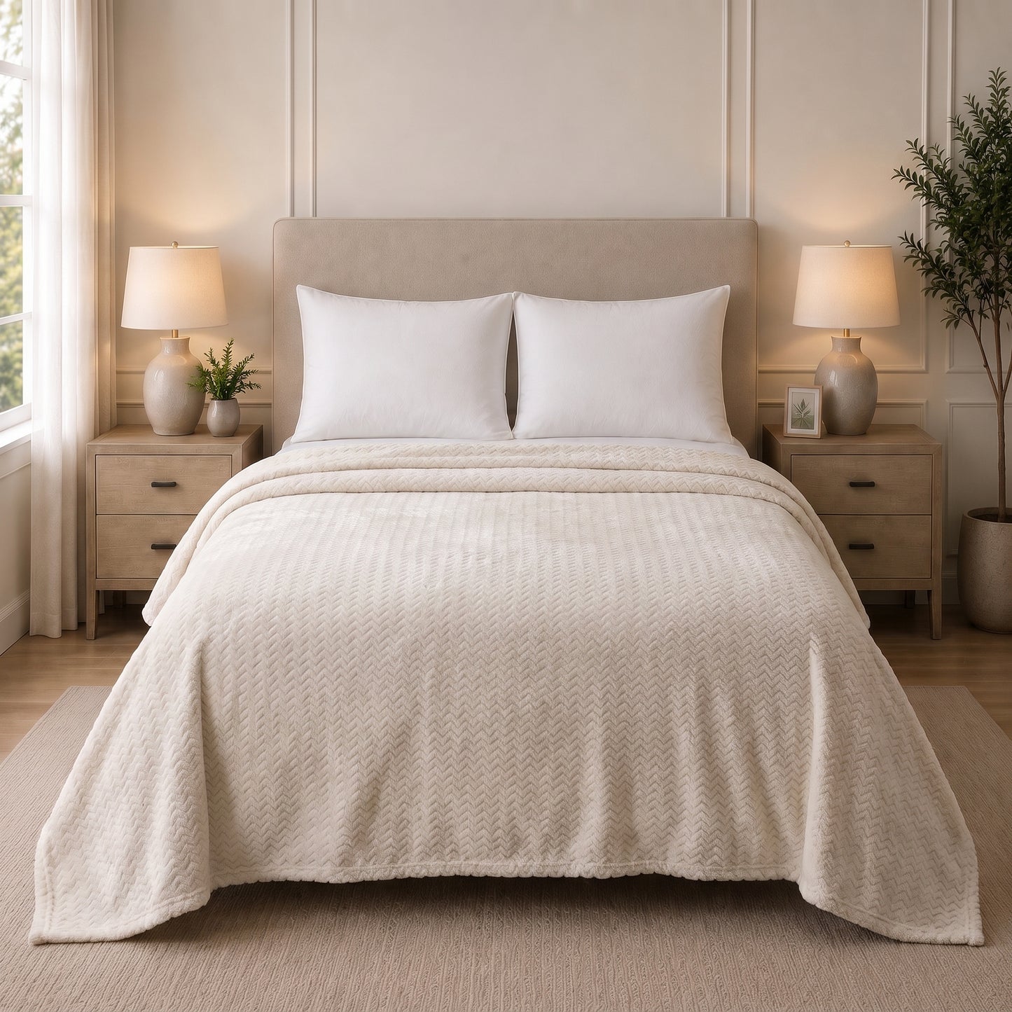 Fleece Blanket (Single Ply)-Blanca Zigzag
