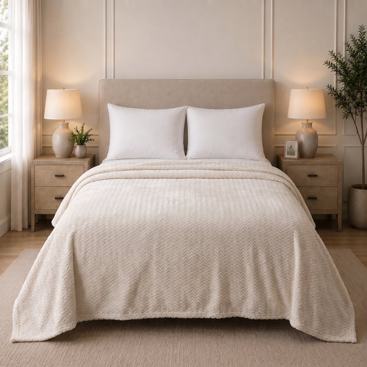 Fleece Blanket (Single Ply)-Blanca Zigzag