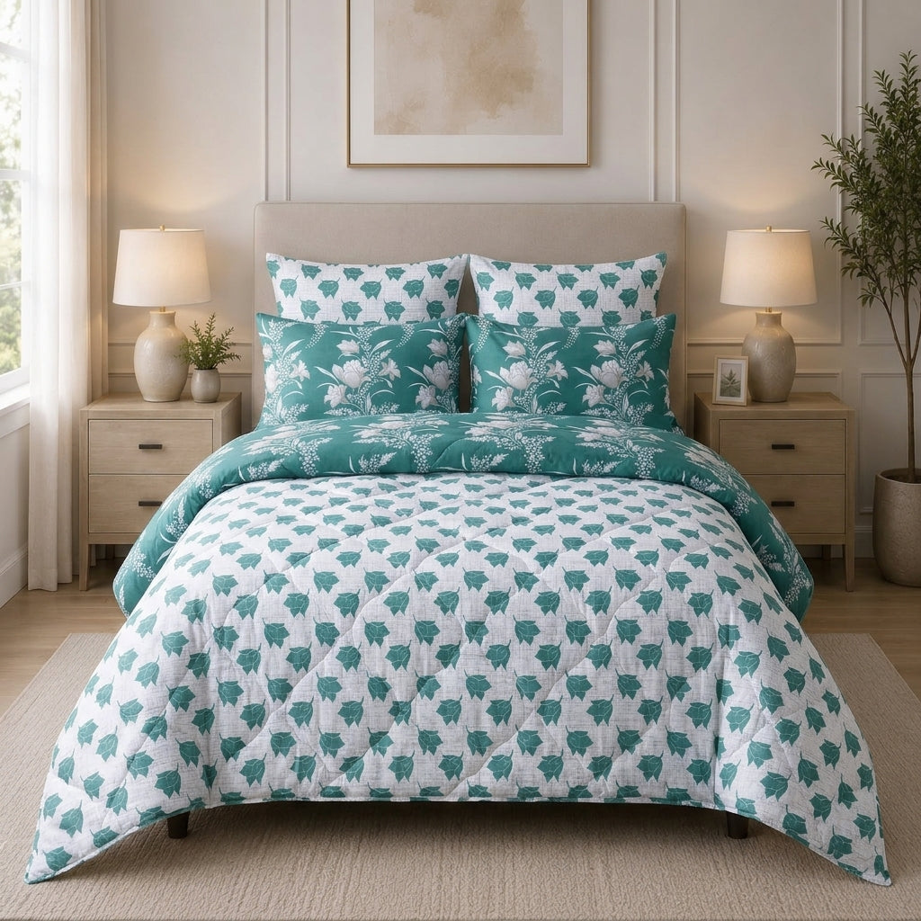 6-Piece Reversible Poly Cotton Comforter Set