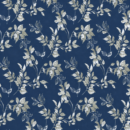 Poly Cotton Bedsheet Set-Indigo Botanical