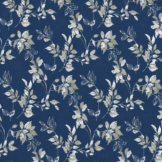 Poly Cotton Bedsheet Set-Indigo Botanical