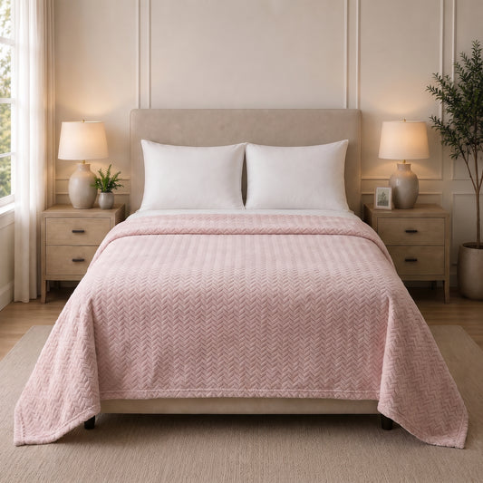 Fleece Blanket (Single Ply)-Rosa Zigzag