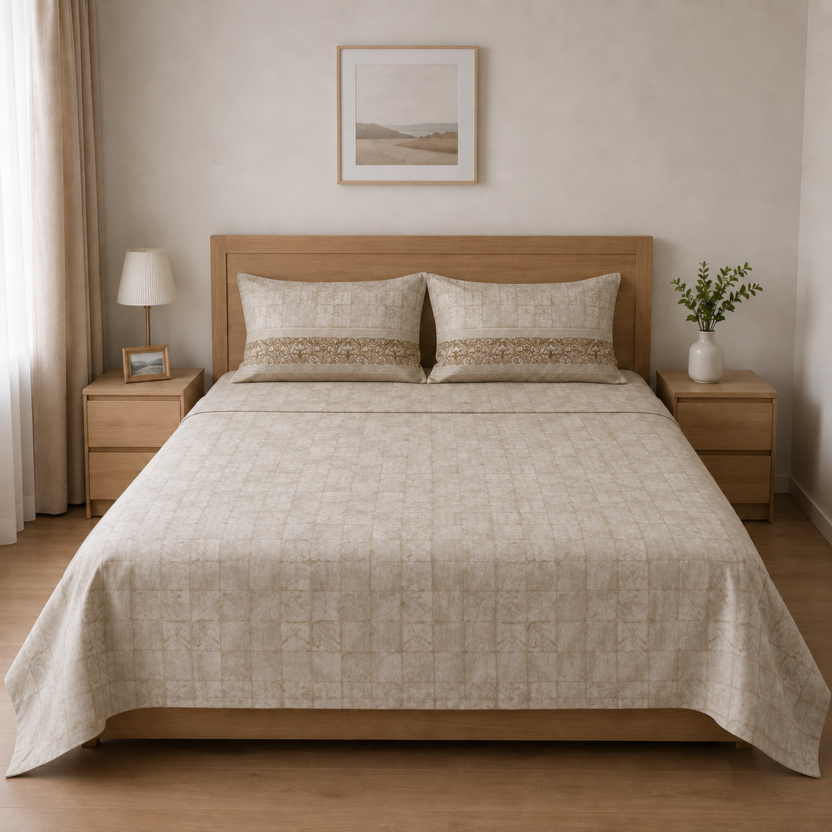 100% Cotton Ivory Persian Lattice – Bedsheet Set