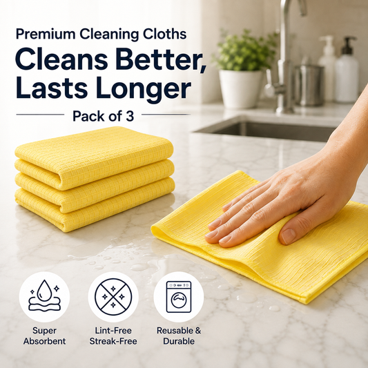 100% Cotton Yellow Cleaning Cloth Pack of 3