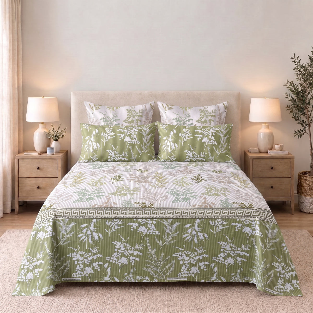6-Piece Reversible Poly Cotton Comforter Set- Sage Meadow