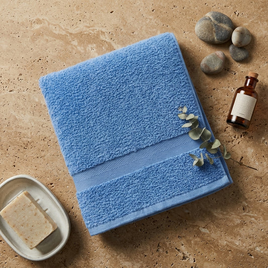 Premium Cotton Bath Towel Aqua Blue 500 GSM