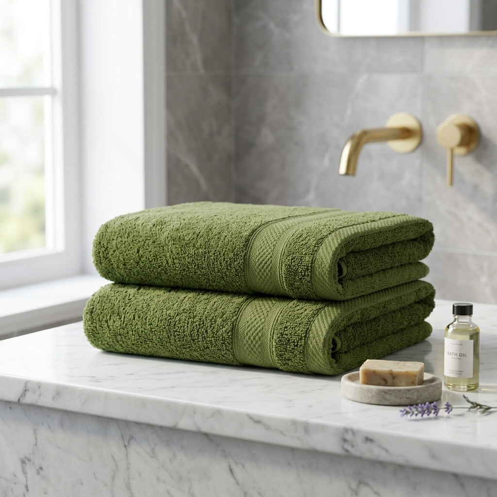 Premium Cotton Towel Deep Forest Green 480 GSM Soft Cotton Bath Towel Pakistan