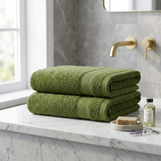 Premium Cotton Towel Deep Forest Green 480 GSM Soft Cotton Bath Towel Pakistan