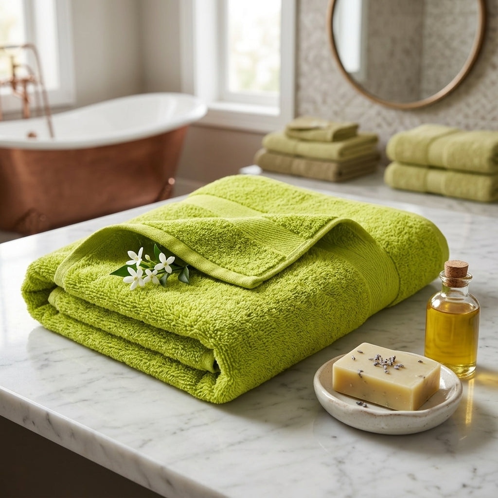 Premium Cotton Towel Neon Green 500 GSM Soft Cotton Bath Towel Pakistan