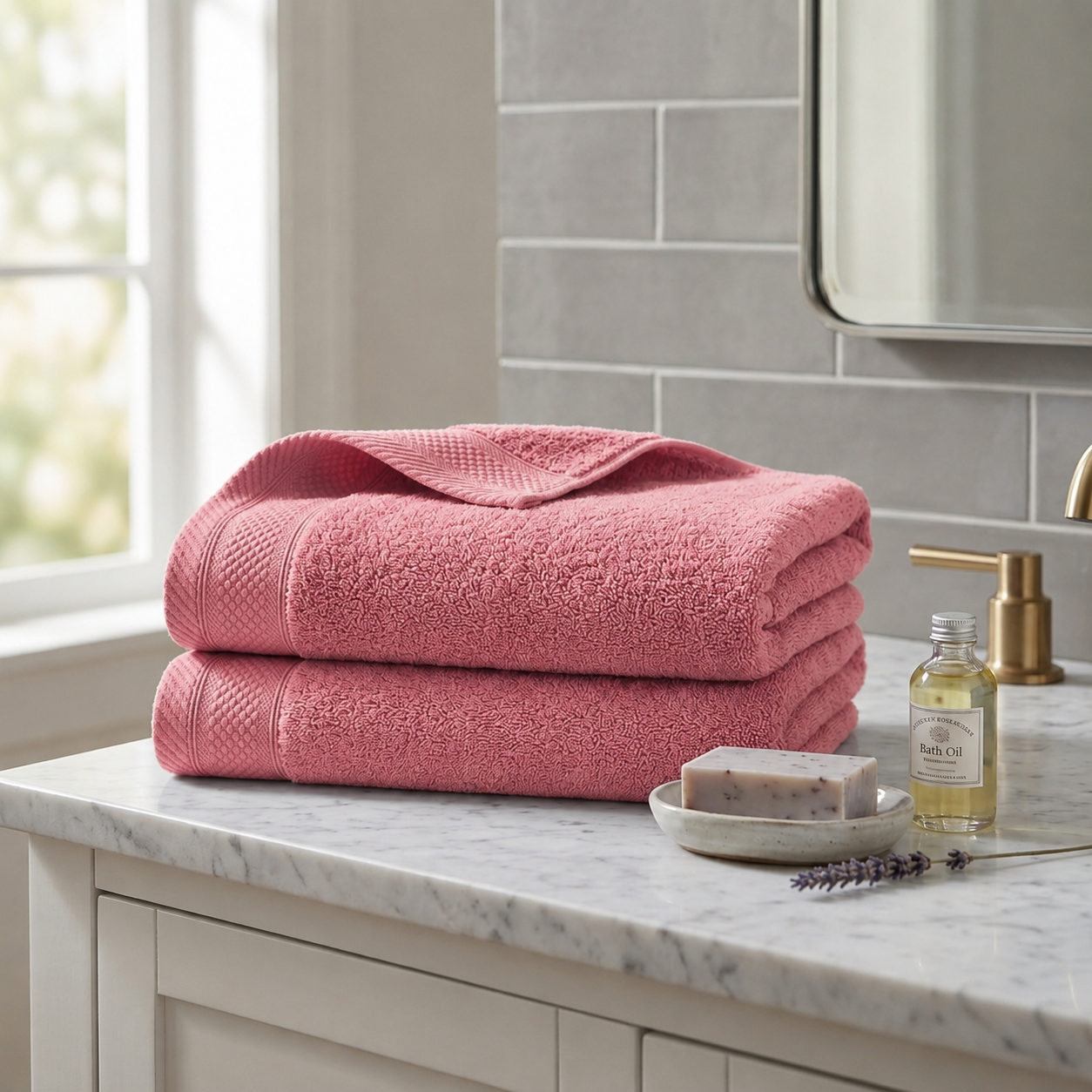 Premium Cotton Towel Salmon Pink 480 GSM Soft Absorbent Bath Towel Pakistan