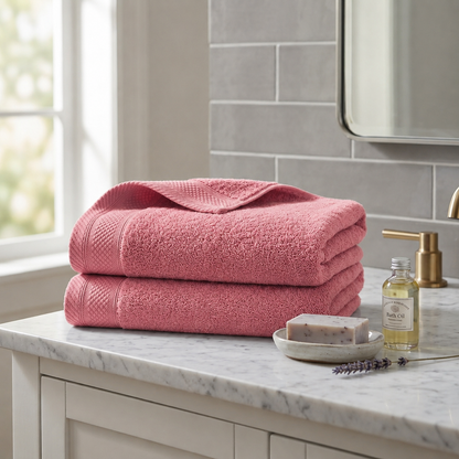 Premium Cotton Towel Salmon Pink 480 GSM Soft Absorbent Bath Towel Pakistan