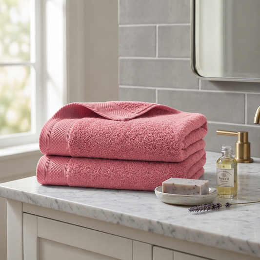 Premium Cotton Towel Salmon Pink 480 GSM Soft Absorbent Bath Towel Pakistan