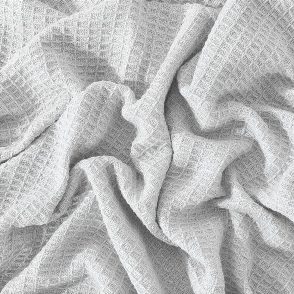 Thermal Blanket Waffle Knit in Pure White made from soft 325 GSM fabric with a breathable textured waffle knit design