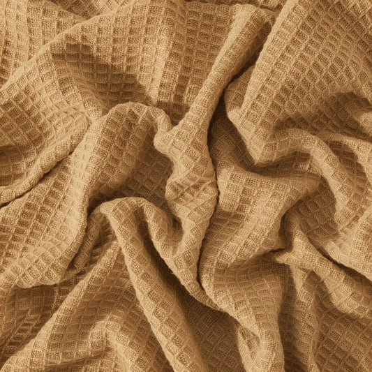 Thermal Blanket Waffle Knit in Caramel Brown made from soft 325 GSM fabric with a breathable textured waffle knit design