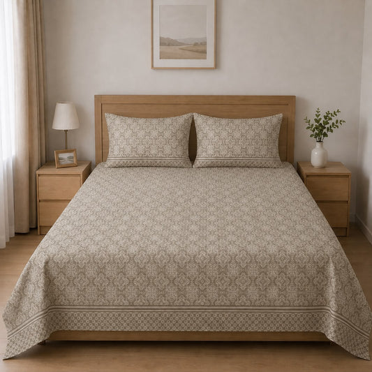 100% Cotton Grey Regal Mosaic – Bedsheet Set