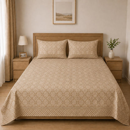 100% Cotton Brown Regal Mosaic – Bedsheet Set