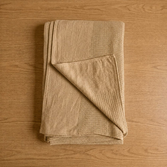 Thermal Blanket Waffle Knit-Caramel Brown
