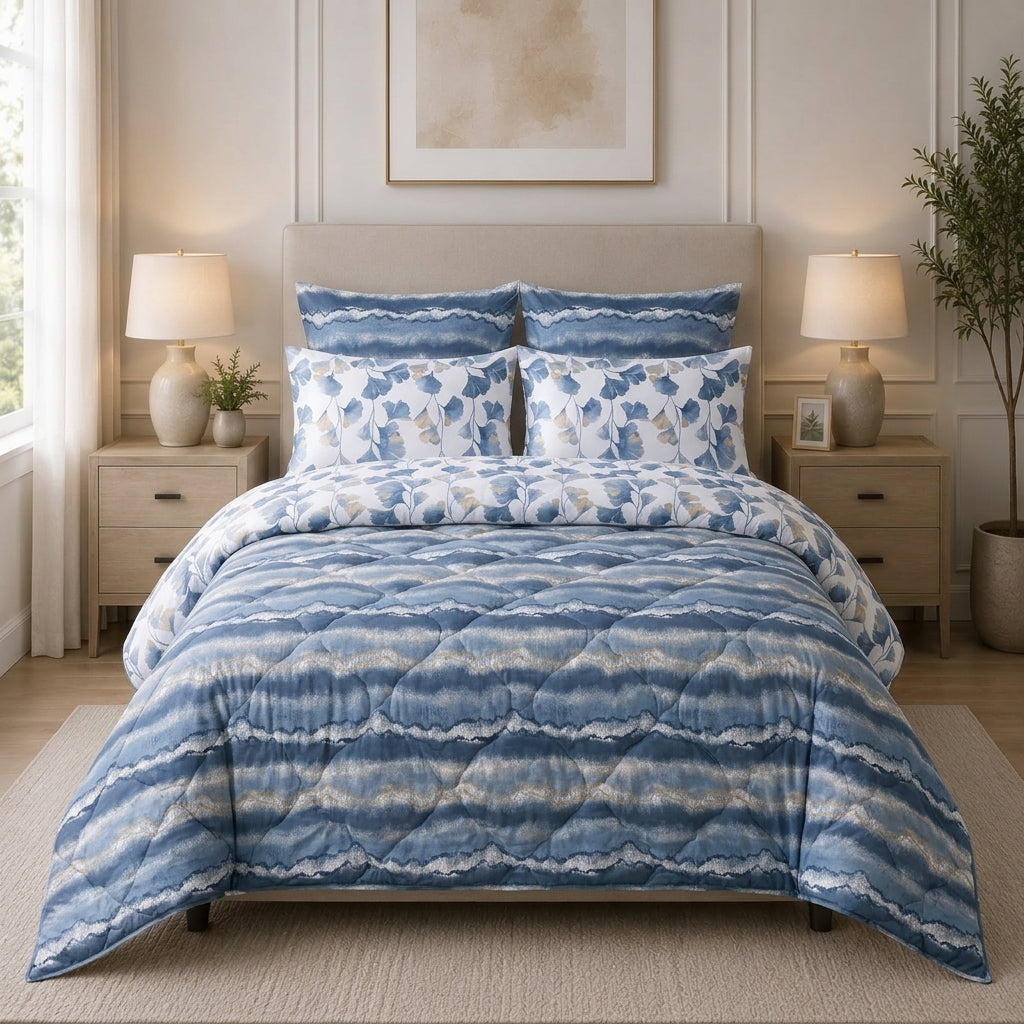 6-Piece Reversible Poly Cotton Comforter Set