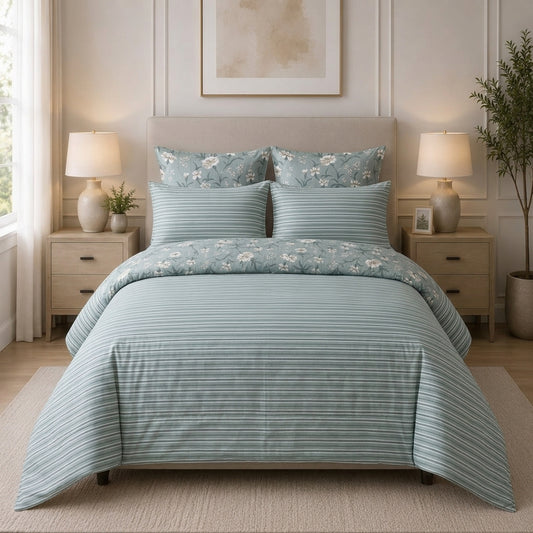 6-Piece Reversible Poly Cotton Comforter Set